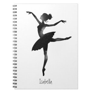 Ballerina watercolor stylish chic charcoal notebook