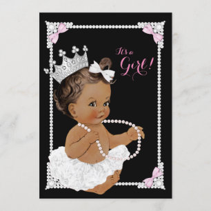 Ballerina White Tutu Pink Pearl Baby Shower Invitation