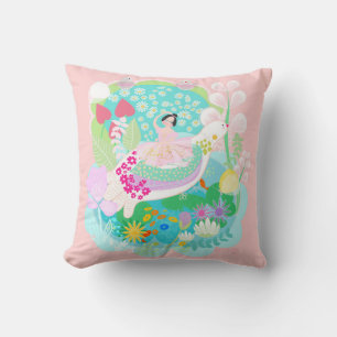 Ballerina with birds Custom All-Over-Print pillow. Throw Pillow