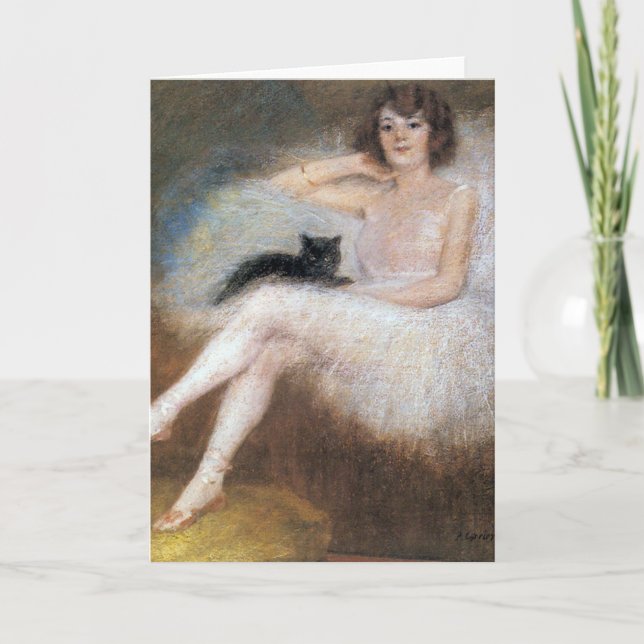 Ballerina with Black Cat, Pierre Carrier-Belleuse Card (Front)
