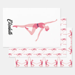 Ballerina with name personalization  wrapping paper sheet