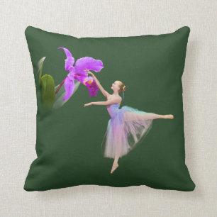 Ballerina with Orchid Throw Pillow