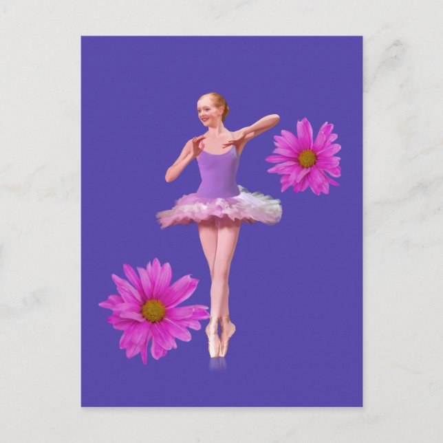 Ballerina with Pink Daisies Postcard (Front)