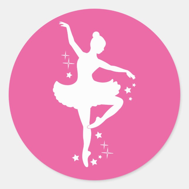Ballerina with Stars in Silhouette Classic Round Sticker (Front)