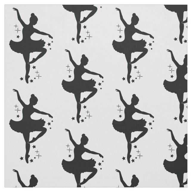 Ballerina with Stars in Silhouette Fabric (Swatch)