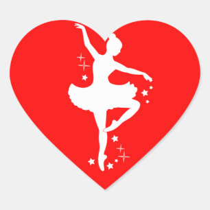 Ballerina with Stars in Silhouette in Heart Sticker