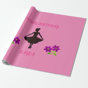 Ballerina wrapping paper customized with name.