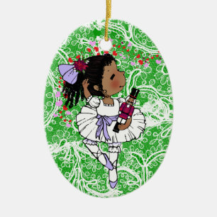 Ballerinas African American Girls Adorable Ceramic Ornament
