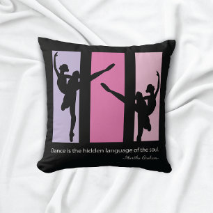 Ballerinas Dancing Quote pink Throw Pillow