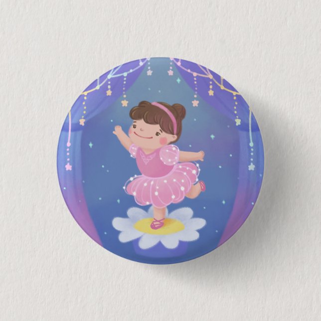 Ballerina's Dream Fantasy Illustration 1 Inch Round Button (Front)