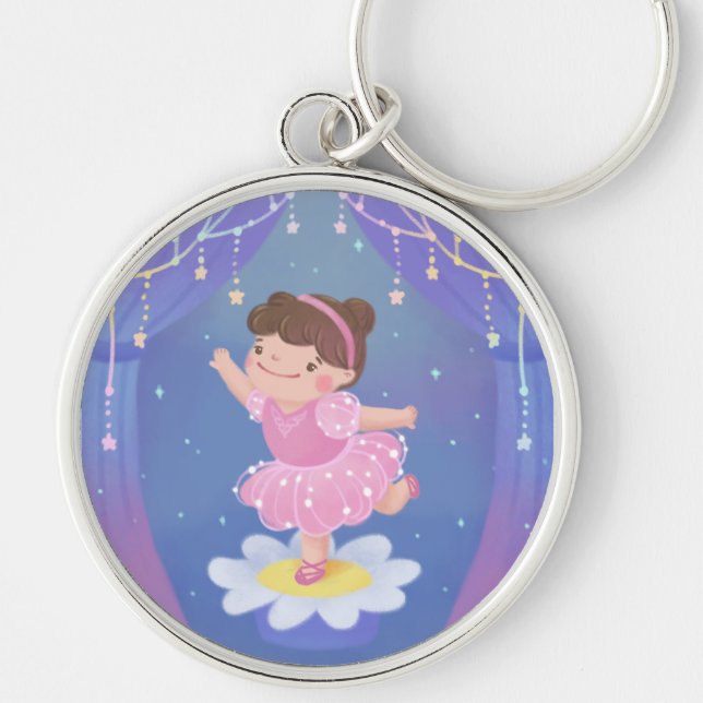 Ballerina's Dream Fantasy Illustration Keychain (Front)