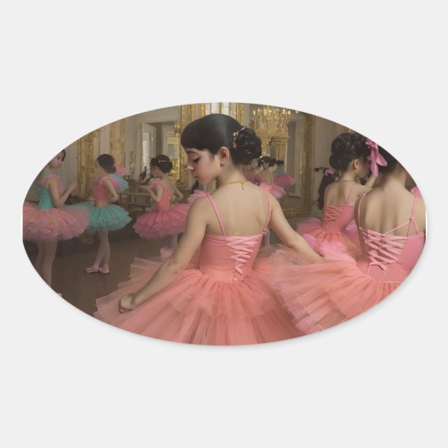 Ballerinas in a grand rococo-style hall oval sticker (Front)