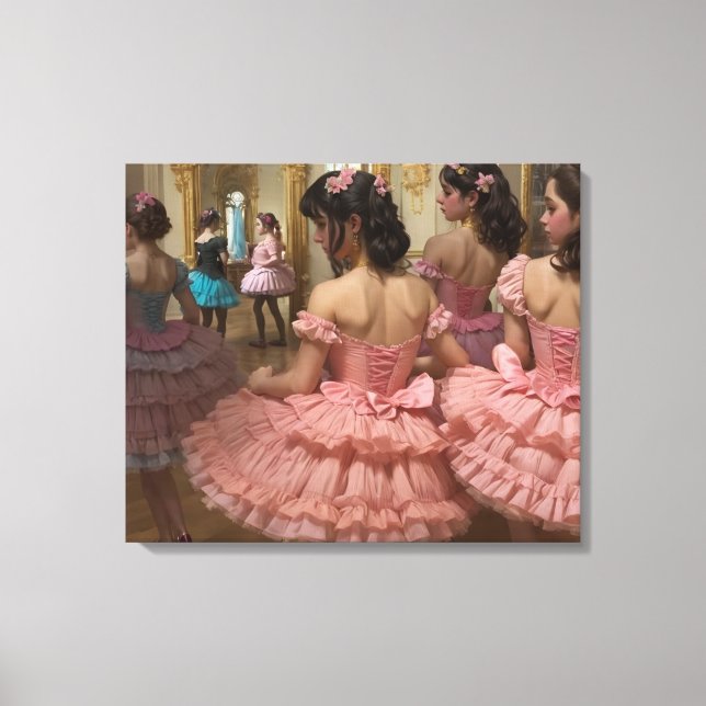 Ballerinas in a large rococo-style room canvas print (Front)