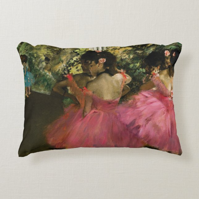 Ballerinas in Pink by Edgar Degas Decorative Pillow (Front)