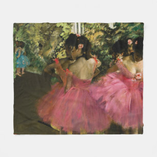 Ballerinas in Pink by Edgar Degas Fleece Blanket
