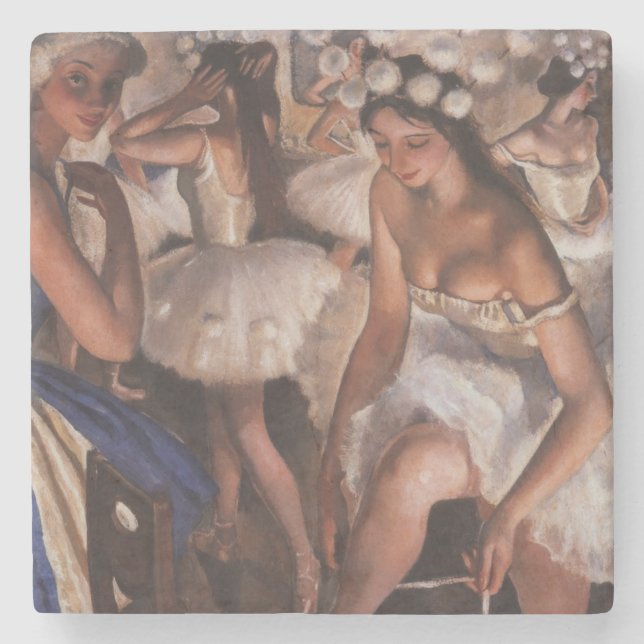 Ballerinas in the Dressing Room (by Serebriakova) Stone Coaster (Front)