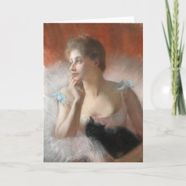 Ballerine avec un chat Pierre Carrier-Belleuse Card (Front)