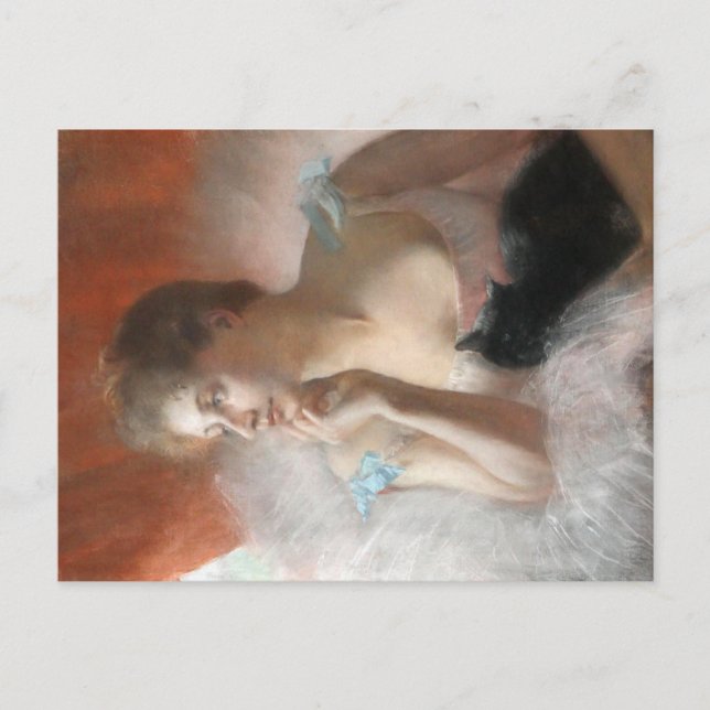 Ballerine avec un chat Pierre Carrier-Belleuse  Holiday Postcard (Front)