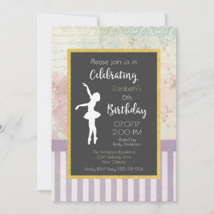 Ballerine sur invitation de fête d'anniversaire de