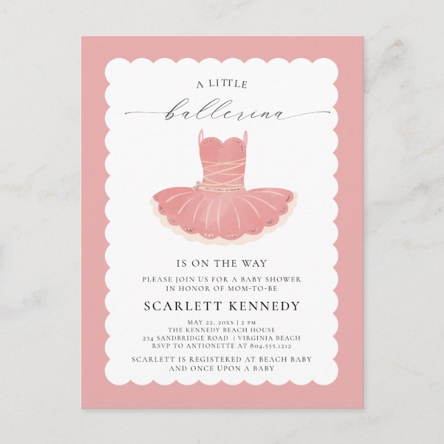 BalleriTutu Rose Baby Girl Baby shower Invitation (Devant)