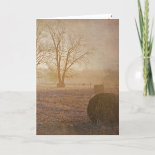 Balles de foin d'automne dans le brouillard Carte 