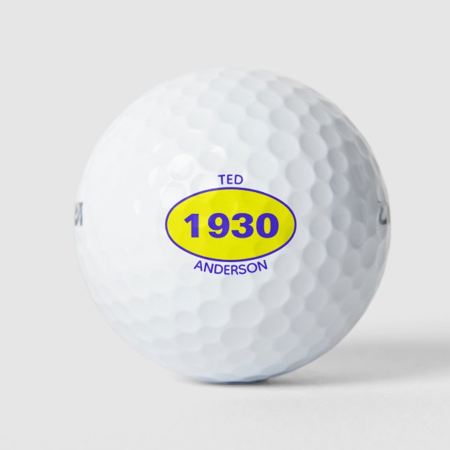 Balles De Golf 1930 Modifiable 90e anniversaire Jaune Personnalis (Devant)