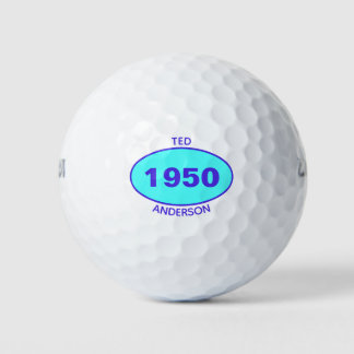 Balles De Golf 1950 Editable 70e anniversaire bleu Personnalisé