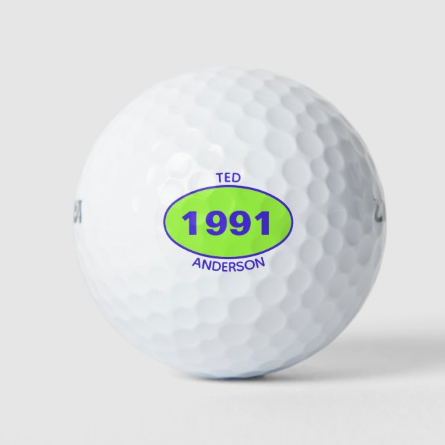 Balles De Golf 1991 30e anniversaire Green Name Chaque année Golf (Devant)