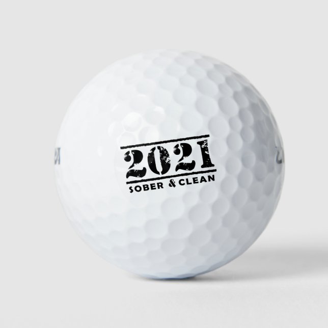 Balles De Golf 2021 Sober & Clean Recovery Sobriety Encouragement (Devant)