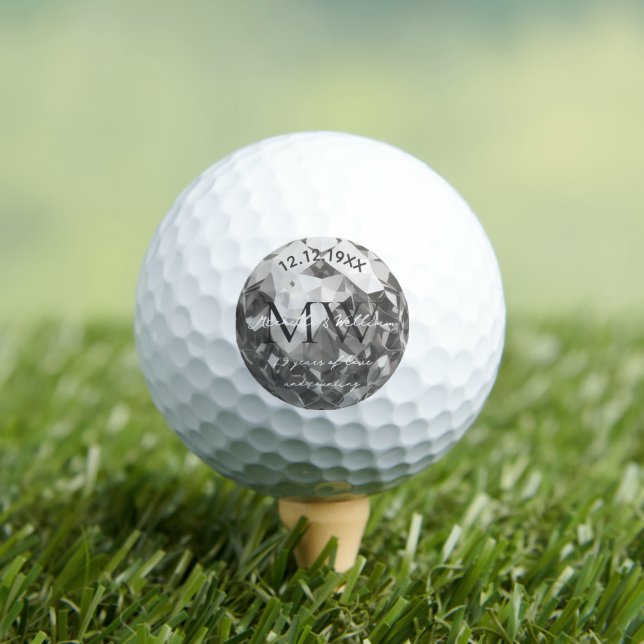 Balles De Golf 25e Monogramme moderne Mariage d'argent (T-shirt Insitu)