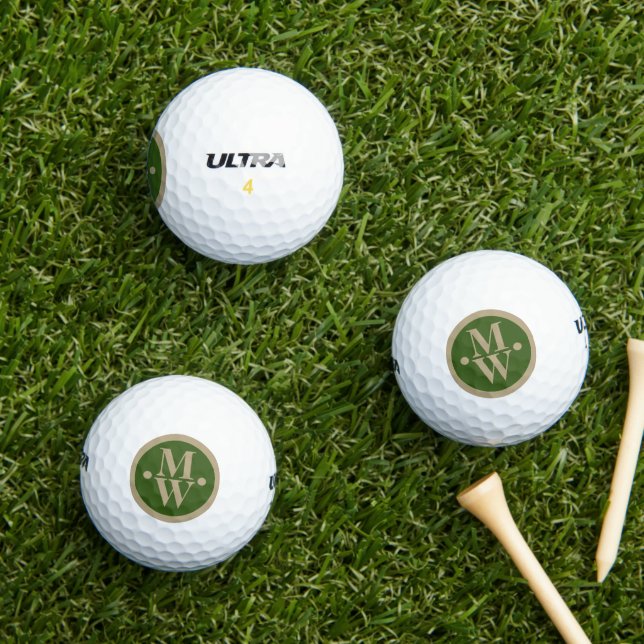 Balles De Golf 2-initiales Monogramme vertical Moderne (Herbe in situ)