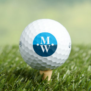 Balles De Golf 2 initiales Monogramme vertical Moderne 2 tons ble