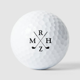 Balles De Golf 4 Initiales Monogramme avec Golf-Clubs