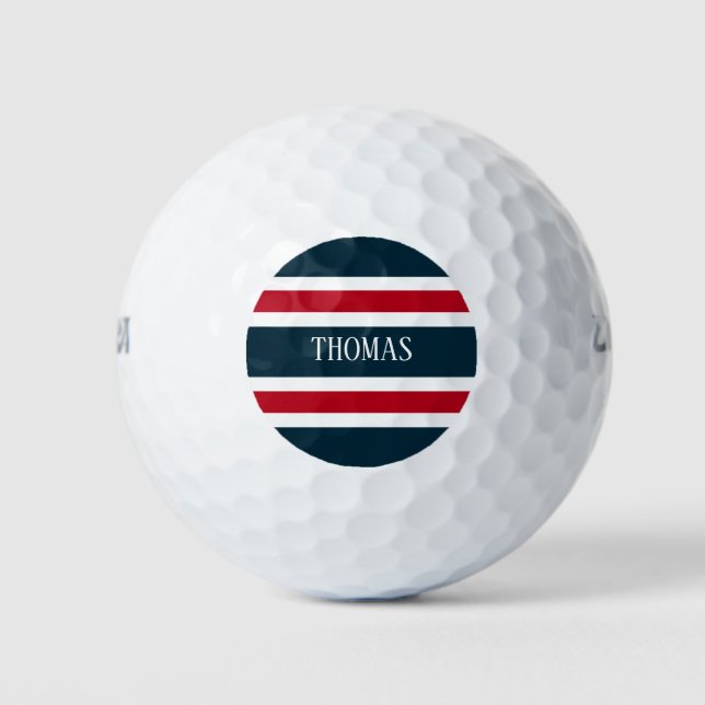 Balles De Golf 4 juillet Monogramme Rouge Blanc Et Bleu (Devant)