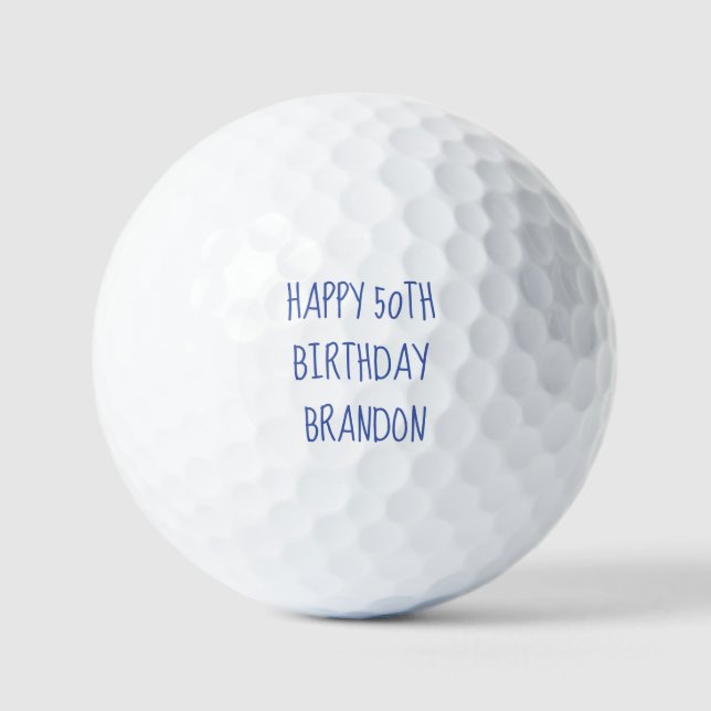 Balles De Golf 50e anniversaire Golfer Blue Nom Papa Moderne (Recto)