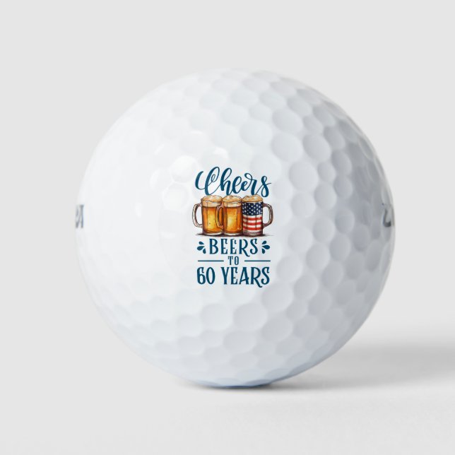 Balles De Golf 60e anniversaire avec verre de bière (Devant)