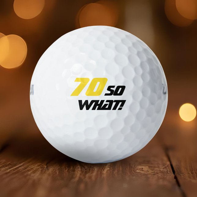 Balles De Golf 70e anniversaire Motivational Elégant Jaune Noir (Créateur téléchargé)