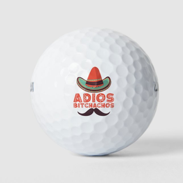 Balles De Golf Adios Bitchachos Sombrero Retro Cinco De Mayo (Devant)