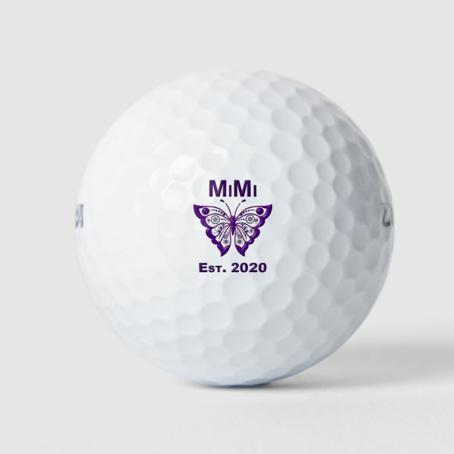 Balles De Golf Adorable Papillon Mimi "Est 2020" (Devant)