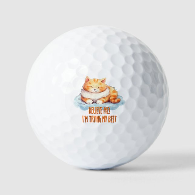 Balles De Golf Adorable Tabby Orange Chat - Je tente mon meilleur (Recto)