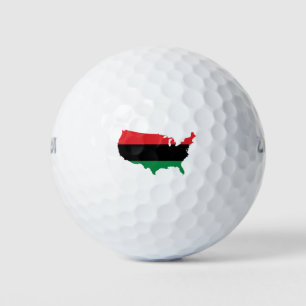 Balles De Golf Afro-Américain _ Couleurs rouge, noir et vert
