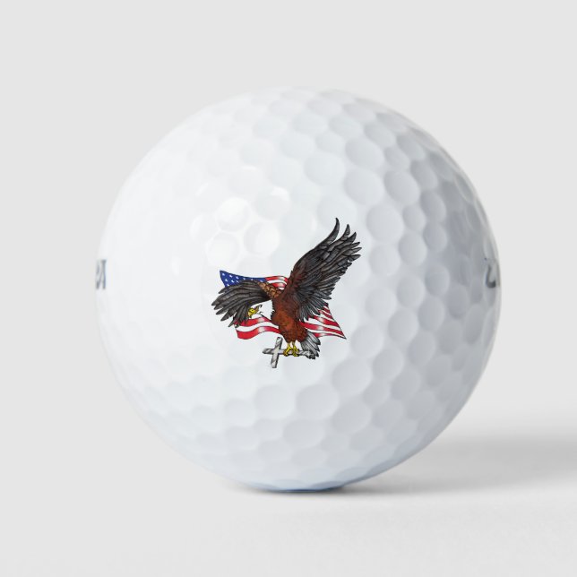 Balles De Golf Aigle américain avec croix (Devant)