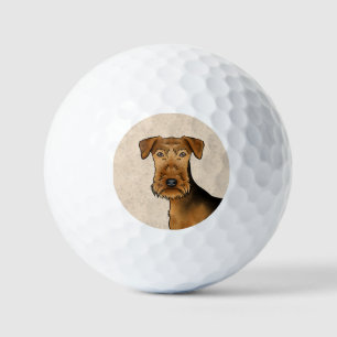 Balles De Golf Airedale Terrier mignon Cartoon Chien Gros plan