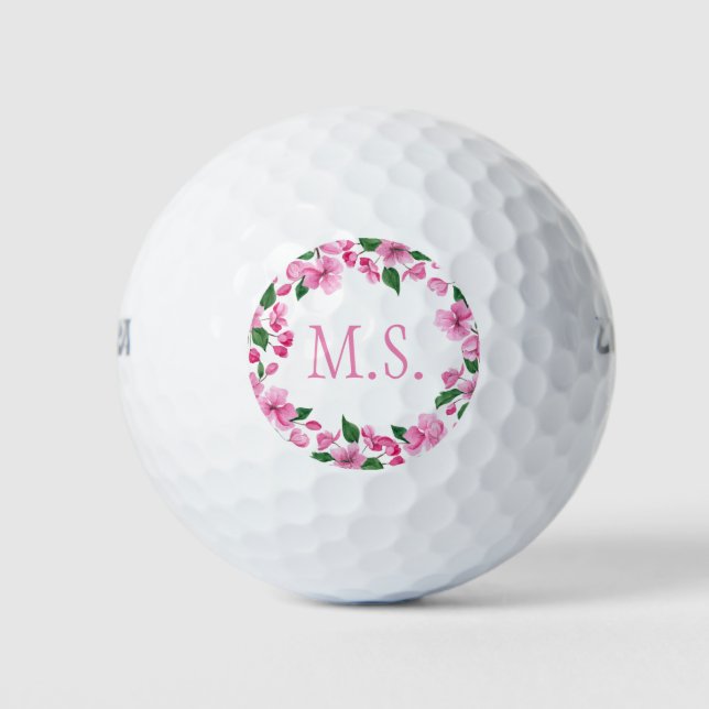 Balles De Golf AJOUTEZ VOS INITIALES/Couronne Florale (Devant)