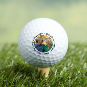 Balles De Golf Ajoutez votre propre photo de couple 40e anniversa