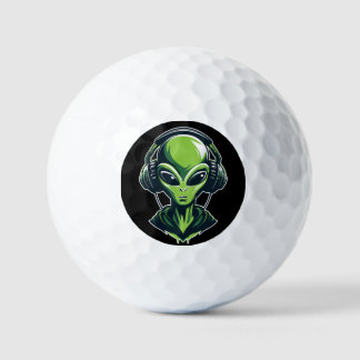 Balles De Golf Alien mit Kopfhörern – Minimalistisches Techno & R