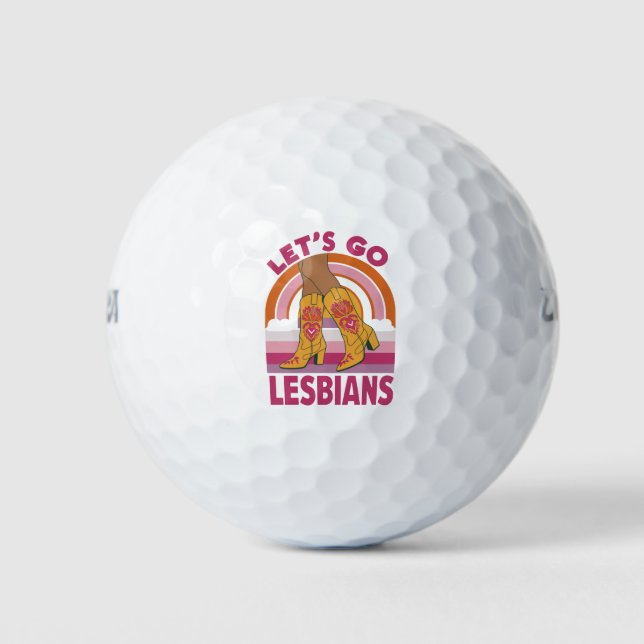 Balles De Golf Allons faire les lesbiennes LGBTQ Pride Mois Cowgi (Devant)