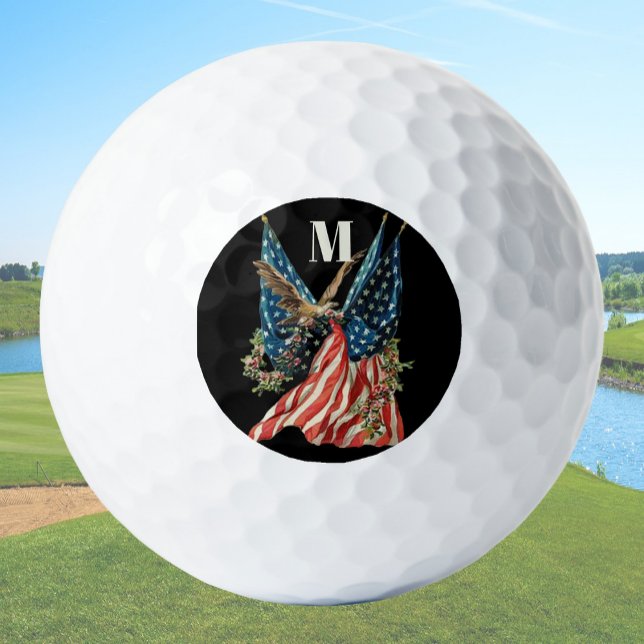 Balles De Golf America flag and eagle patriotic custom monogram  (Créateur téléchargé)