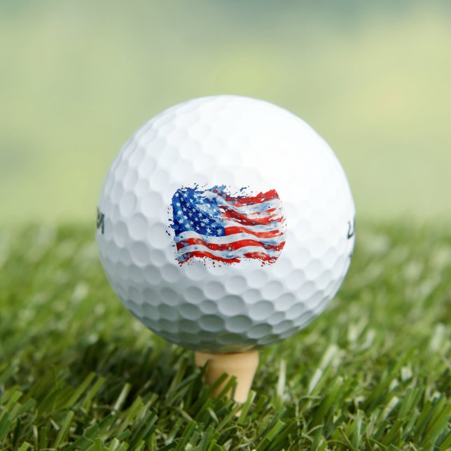 Balles De Golf American Flag USA Watercolor 4 juillet (T-shirt Insitu)