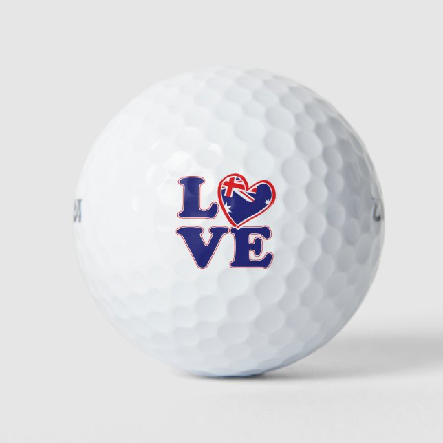 Balles De Golf AMOUR-avec-Australie-Coeur (Devant)